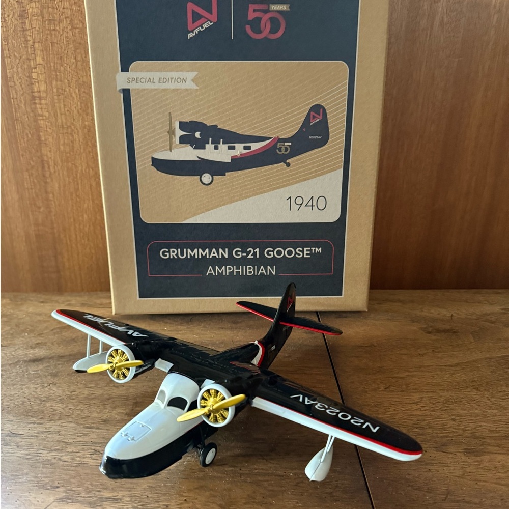 New Grumman Goose model airplane Avfuel logo